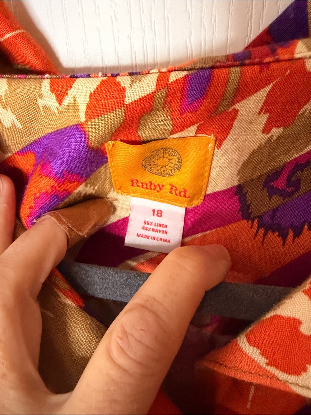 Ruby Rd. Orange Purple Multi Print Button-Front Jacket - Picture 2 of 3